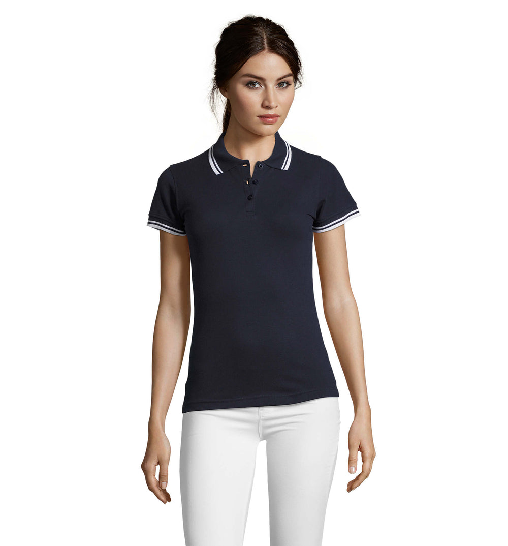 PASADENA dames polo 200 g Pasadena Women in franse marine/wit