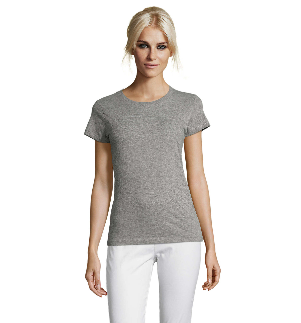 REGENT dames t-shirt 150 g Regent Women in grijs gemeleerd