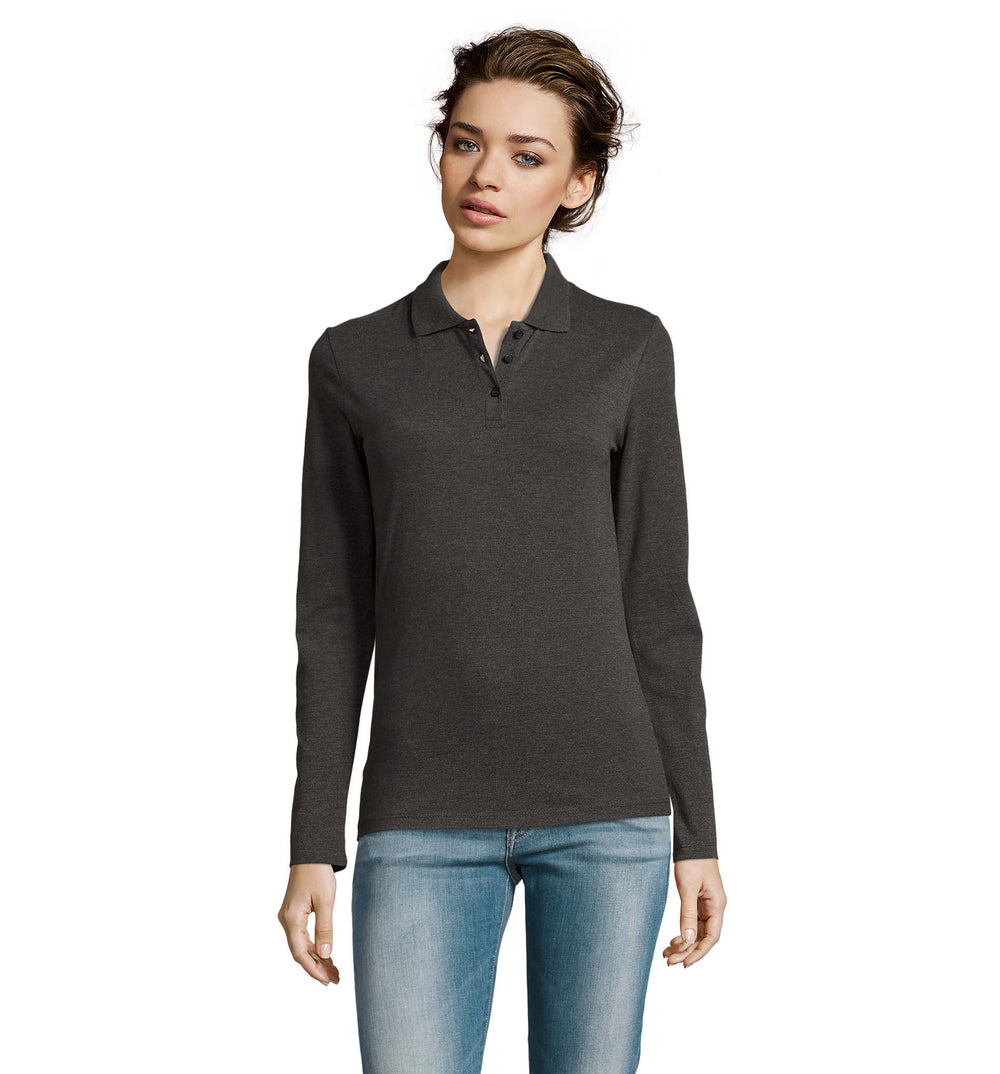 PERFECT DAMES LSL POLO 180 Perfect Lsl Women in charcoal melange