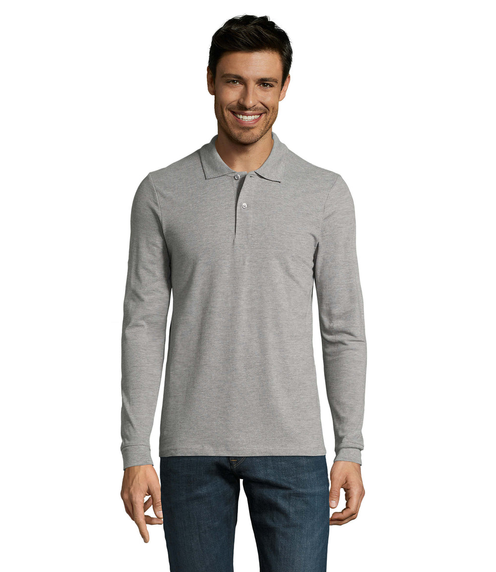 PERFECT MEN LSL POLO 180 g Perfect Lsl Men in grijs gemêleerd 2