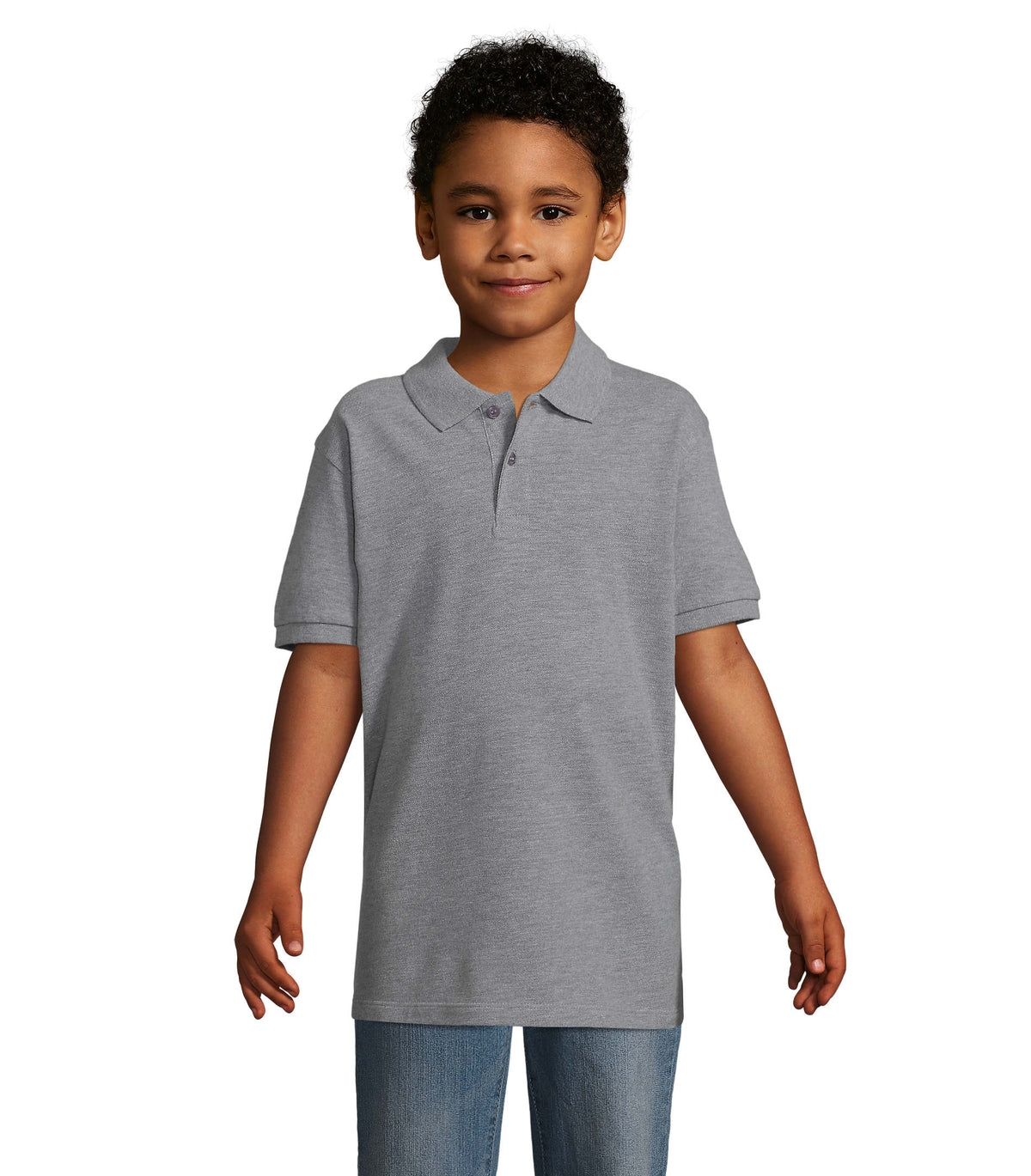 PERFECT kinder polo 180 g Perfect Kids in grijs gemêleerd 2