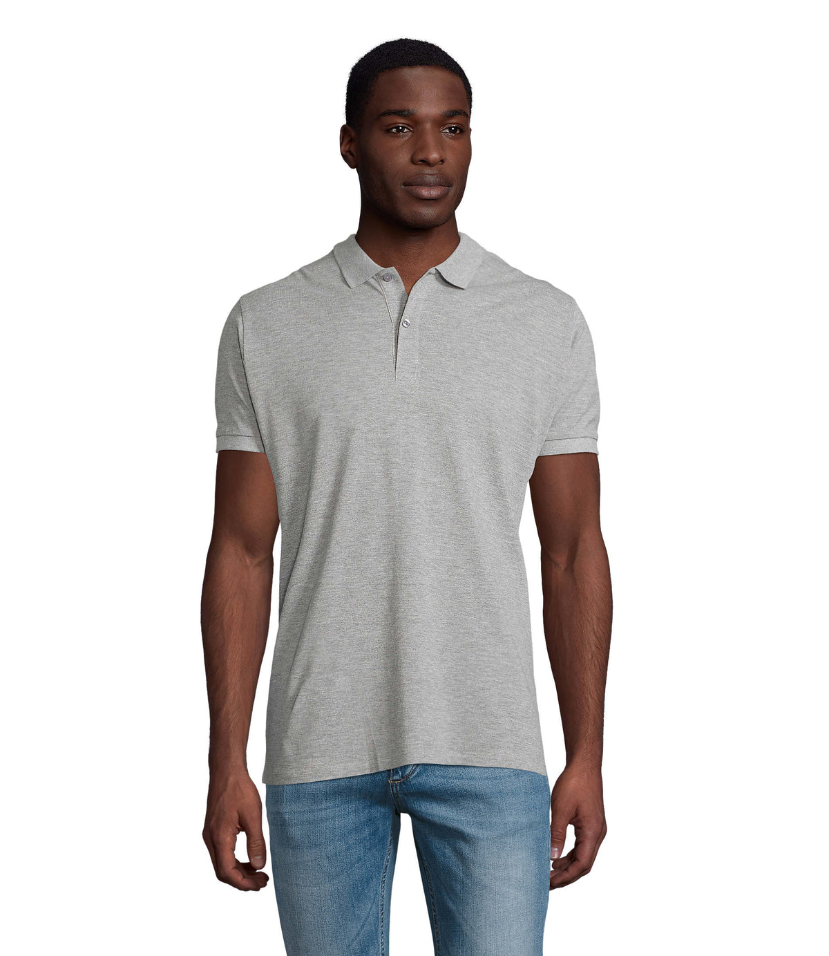PLANET HEREN Polo 170 g Planet Men in grijs gemêleerd 2