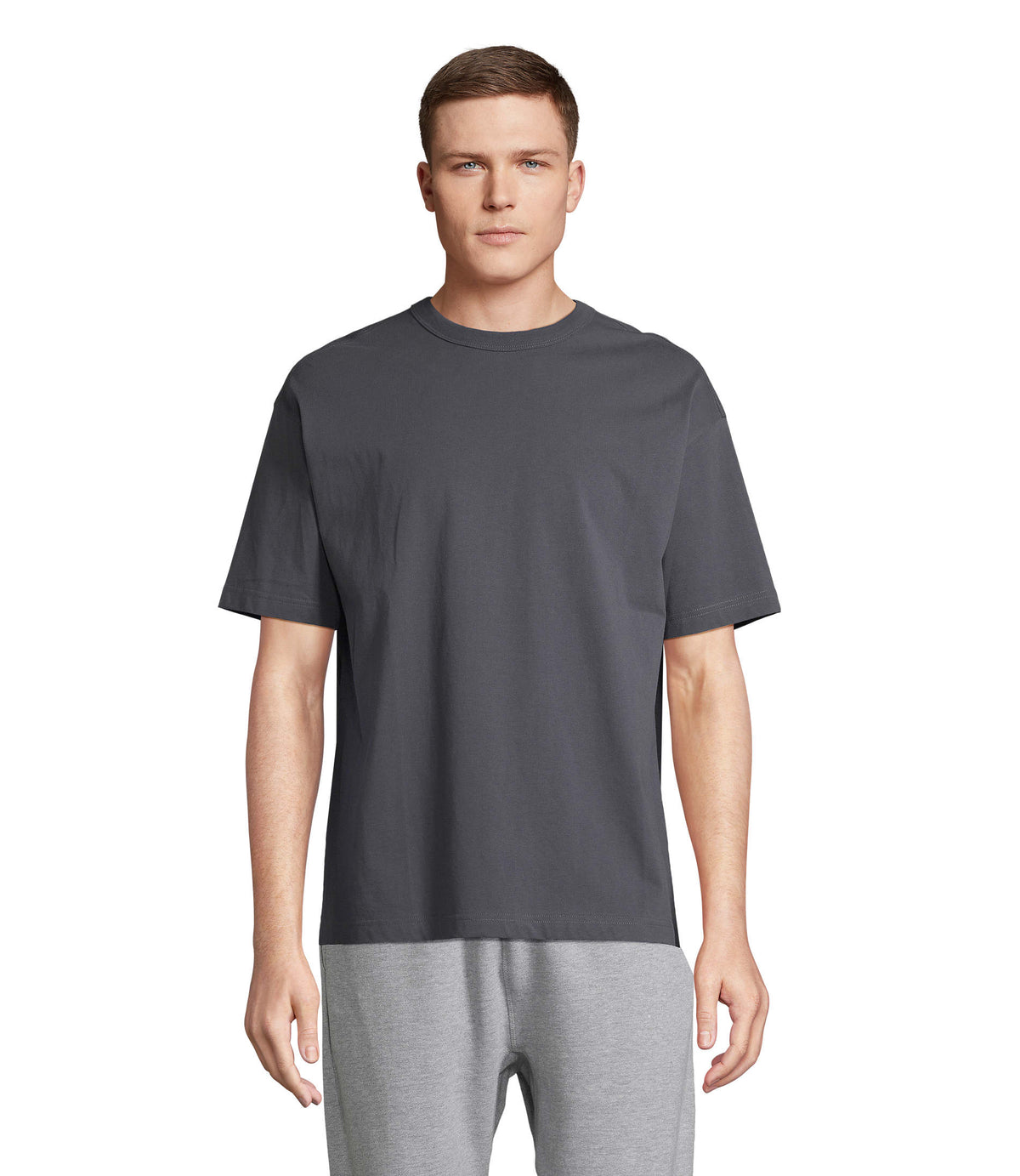 BOXY OVERSIZE T-SHIRT HEREN Boxy Men in muisgrijs
