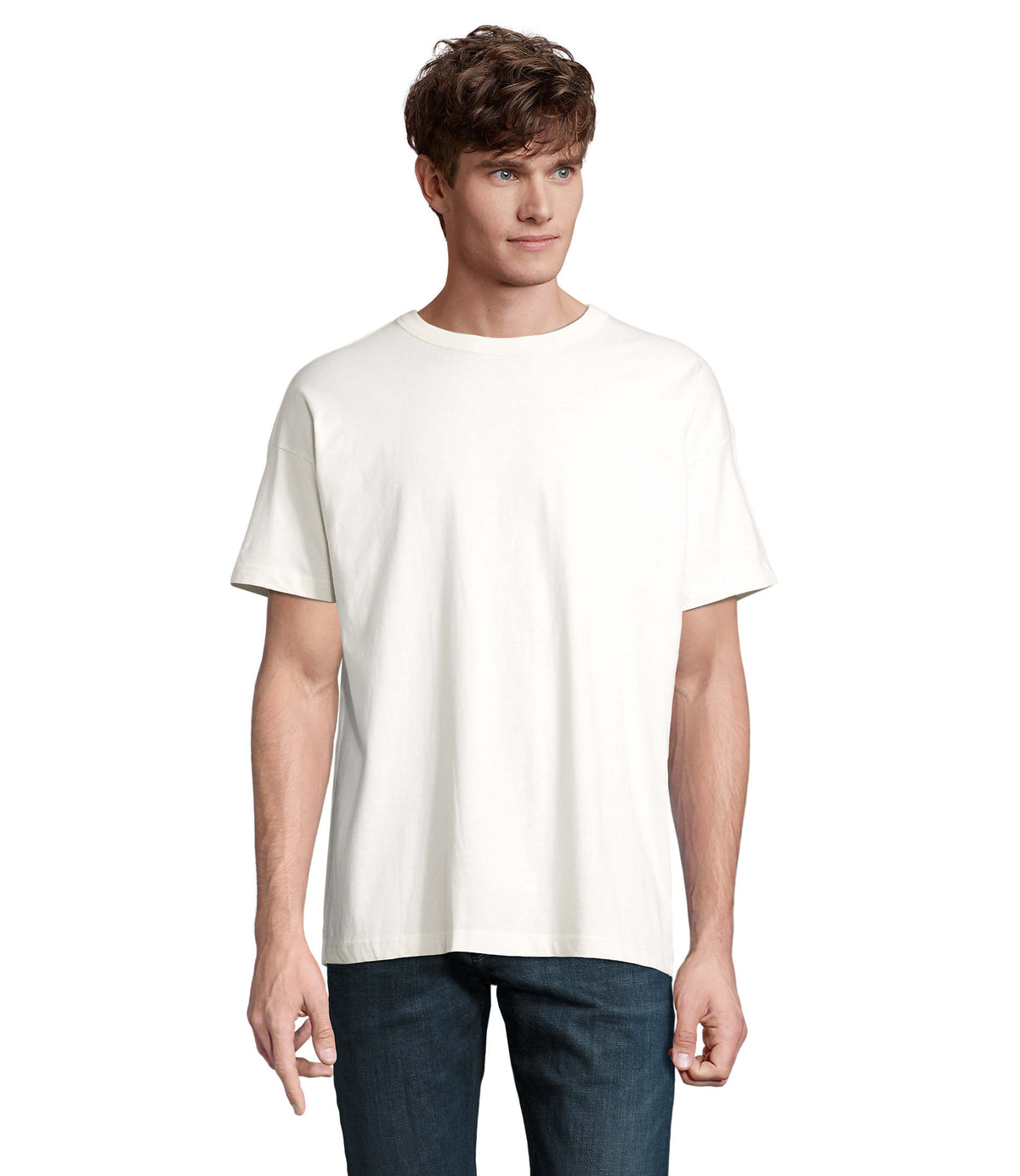 BOXY OVERSIZE T-SHIRT HEREN Boxy Men in gebroken wit