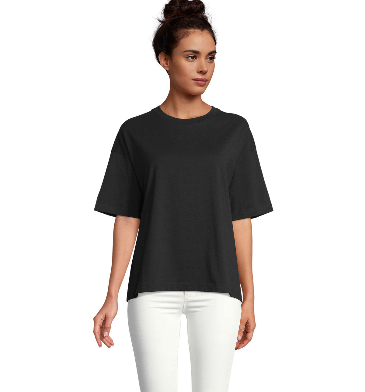BOXY OVERSIZE T-SHIRT DAMES Boxy Women in diep zwart