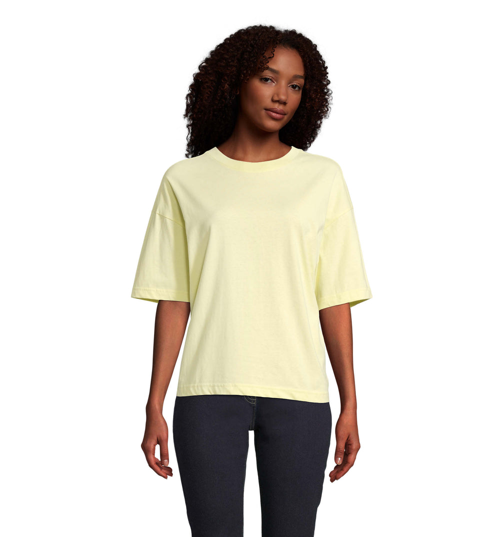 BOXY OVERSIZE T-SHIRT DAMES Boxy Women in licht geel