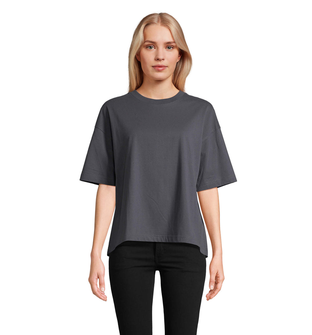 BOXY OVERSIZE T-SHIRT DAMES Boxy Women in muisgrijs