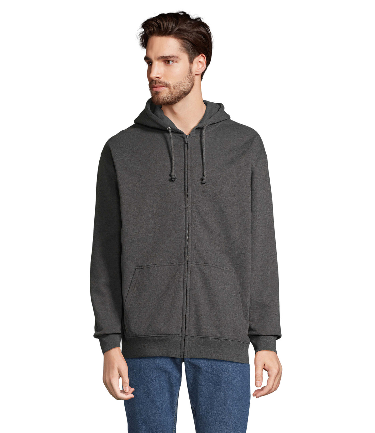 Capuchon met rits Carter in charcoal melange