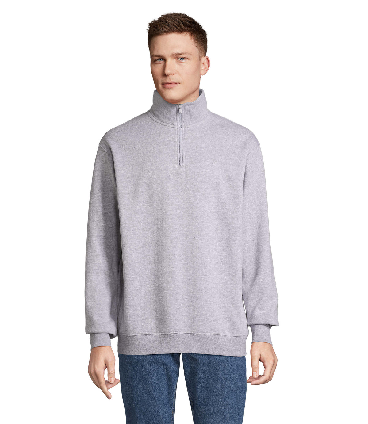 Sweater met Rits Conrad in grijs gemêleerd 2