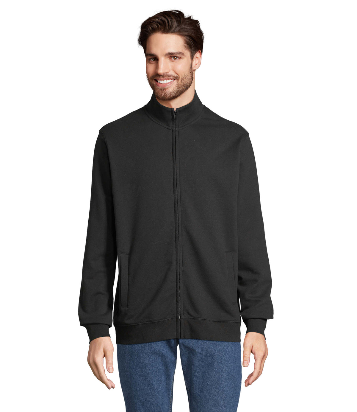 SWEATER MET RITS Cooper in zwart