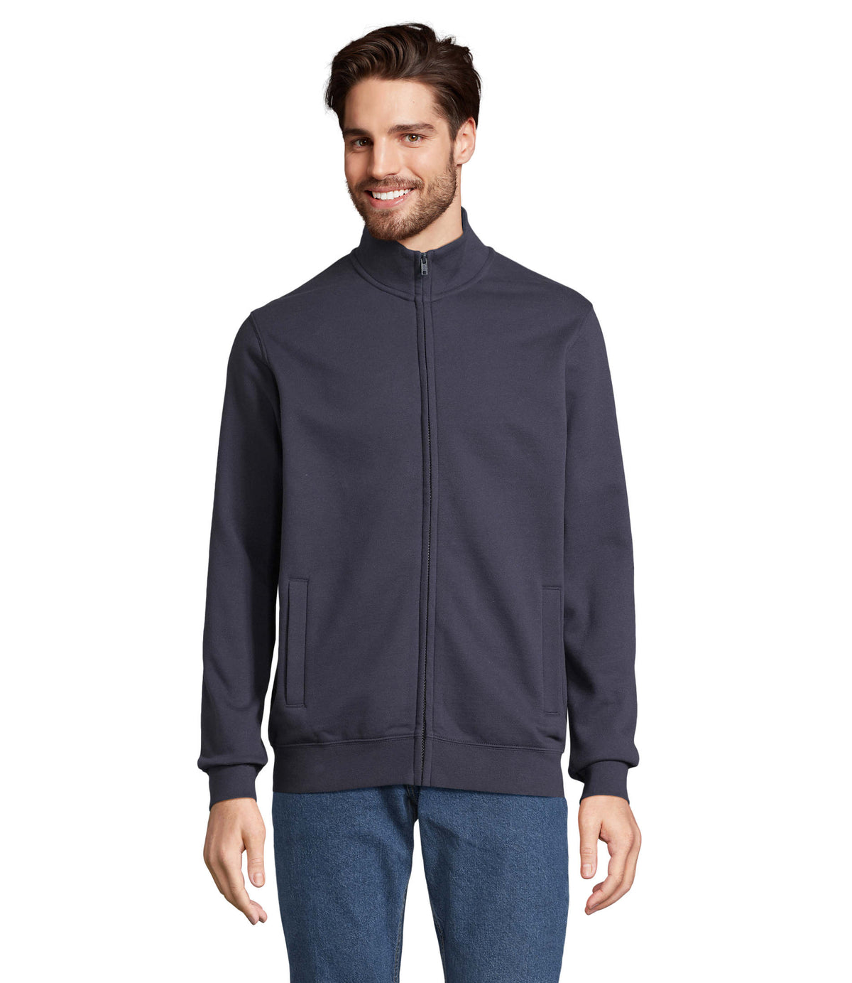 SWEATER MET RITS Cooper in franse marine