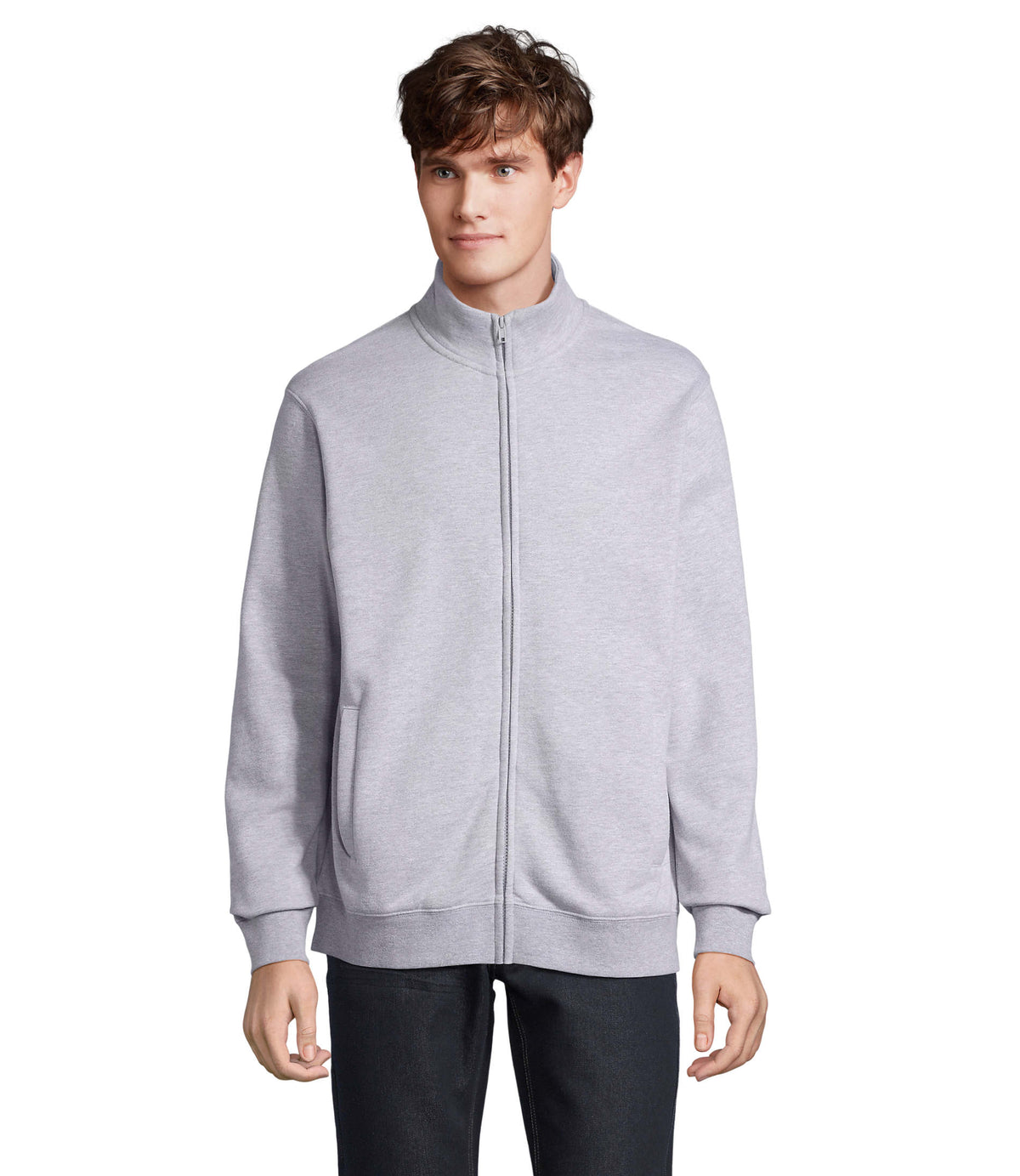 SWEATER MET RITS Cooper in grijs gemêleerd 2