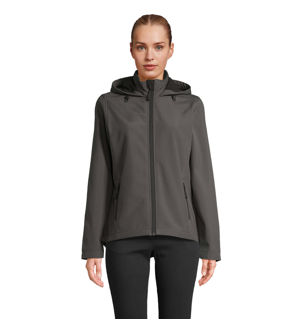 RACE DAMESJAS MET CAPUCHON Race Hooded Women in houtskool grijs