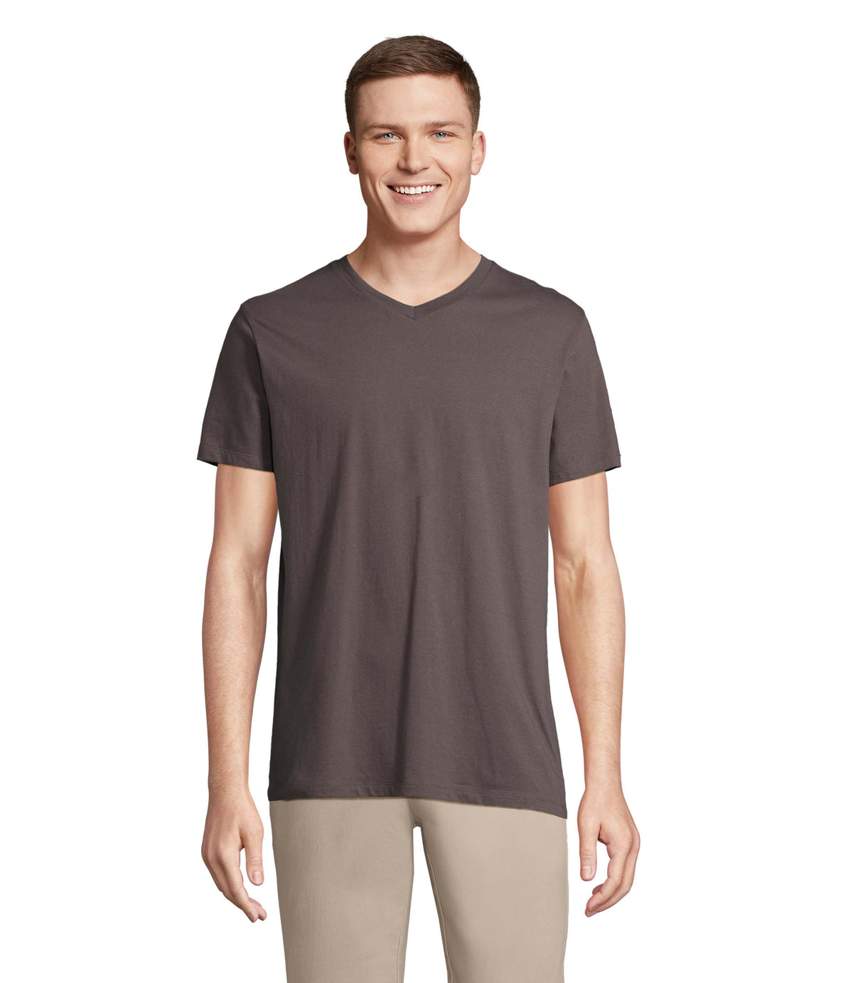 V-NECK T-SHIRT Regent V in donker grijs