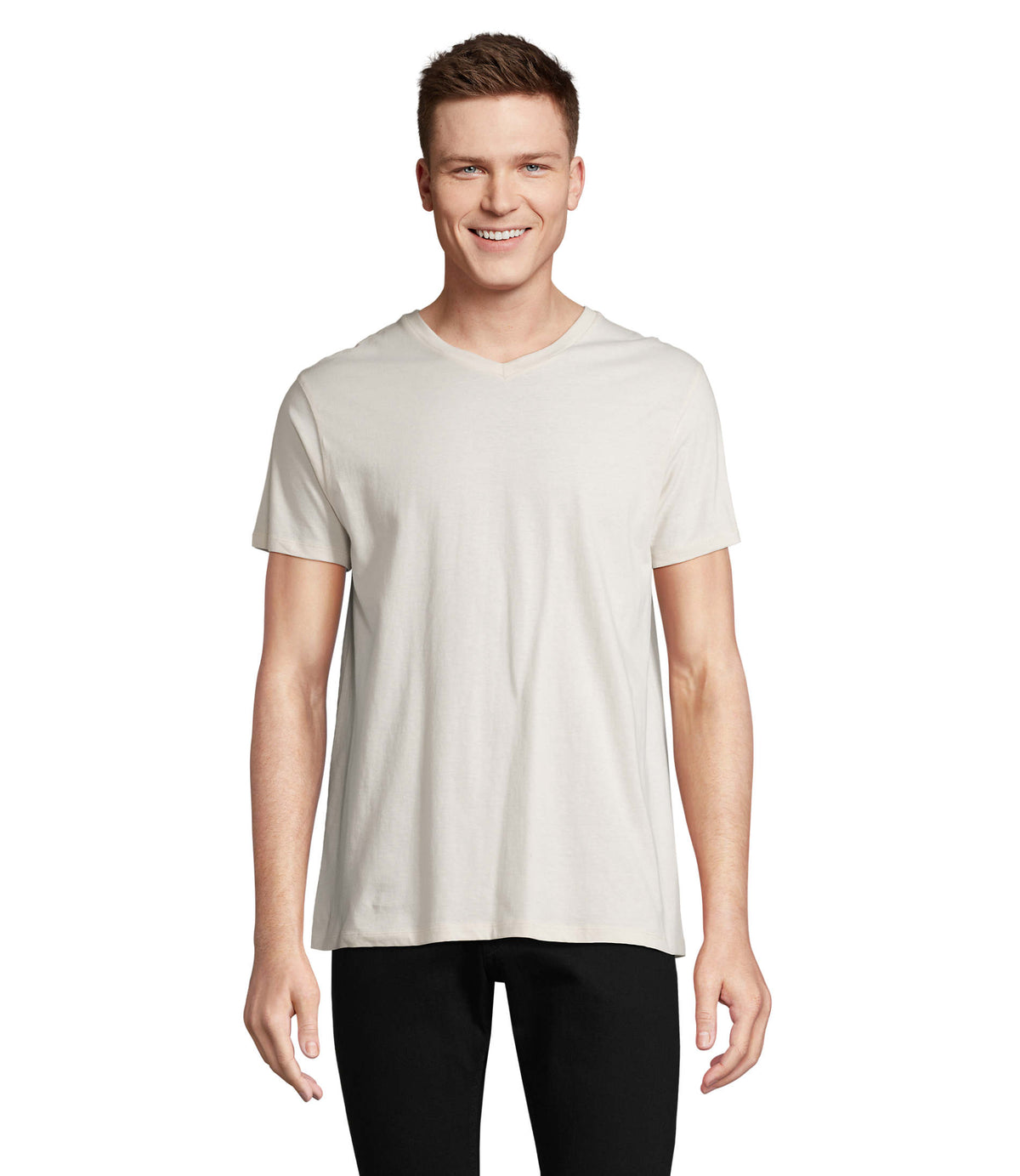 V-NECK T-SHIRT Regent V in gebroken wit