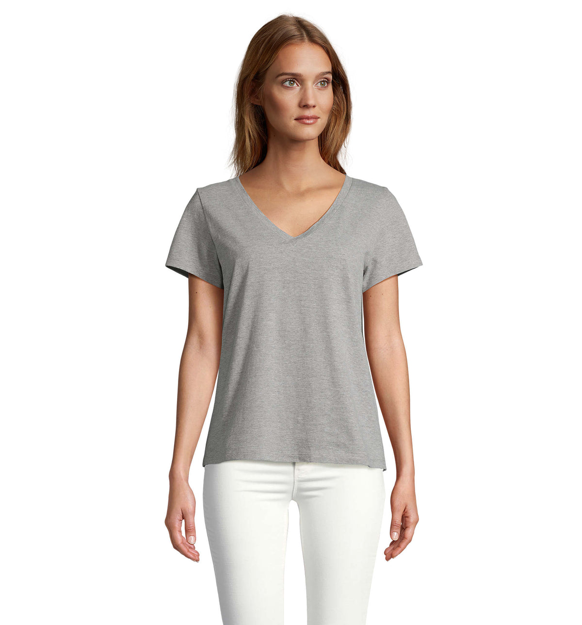 REGENT V T-SHIRT WOMEN Regent V Women in grijs gemeleerd
