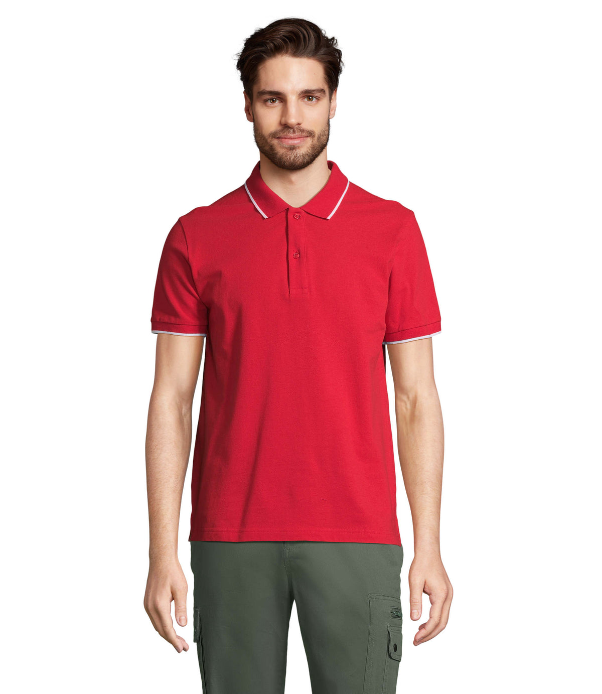 POLOSHIRT Palermo in felrood / wit