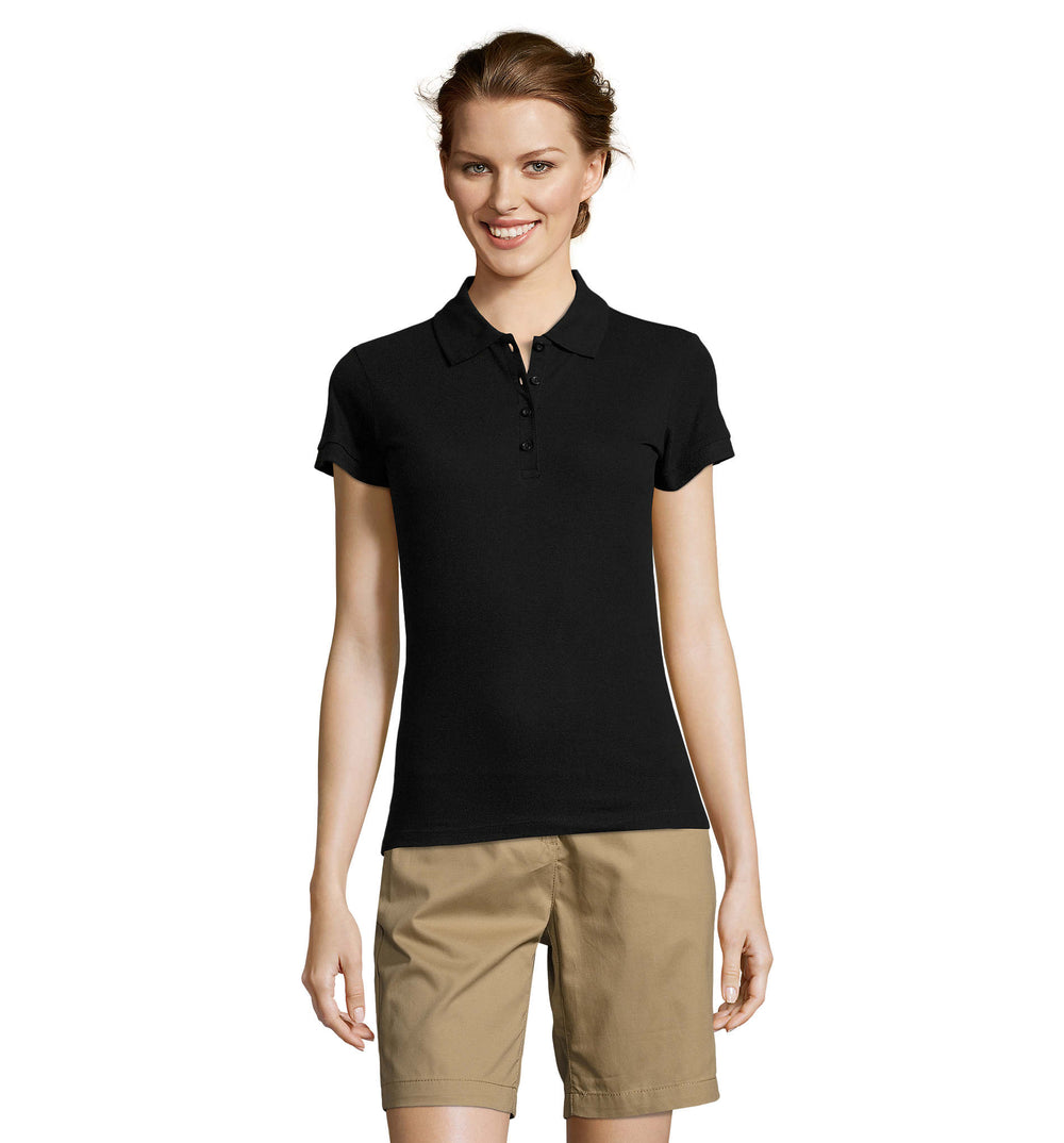 Dames polo 210 g People in zwart