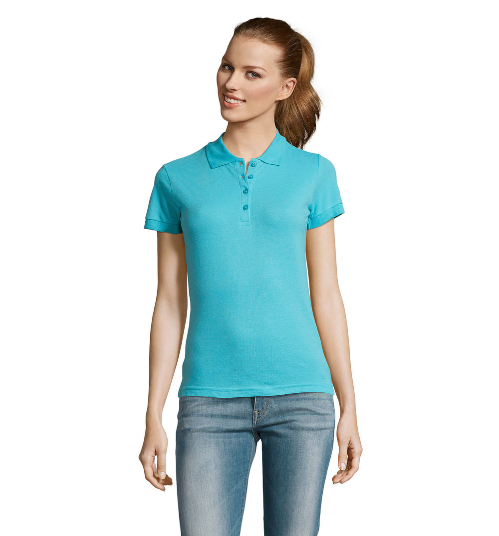 Dames polo 170 g Passion in atolblauw