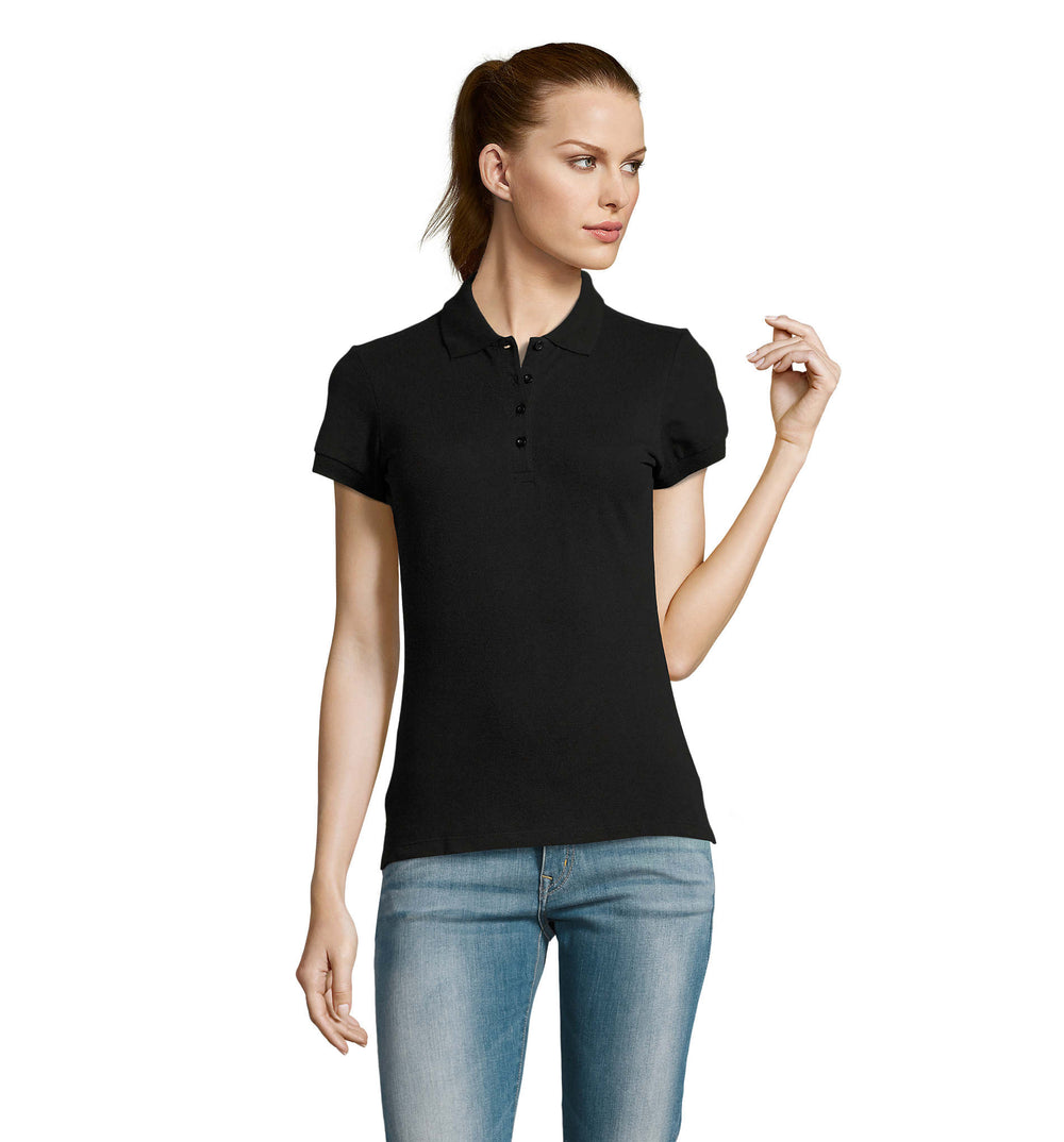 Dames polo 170 g Passion in zwart