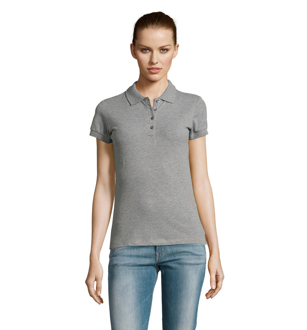 Dames polo 170 g Passion in grijs gemêleerd 2