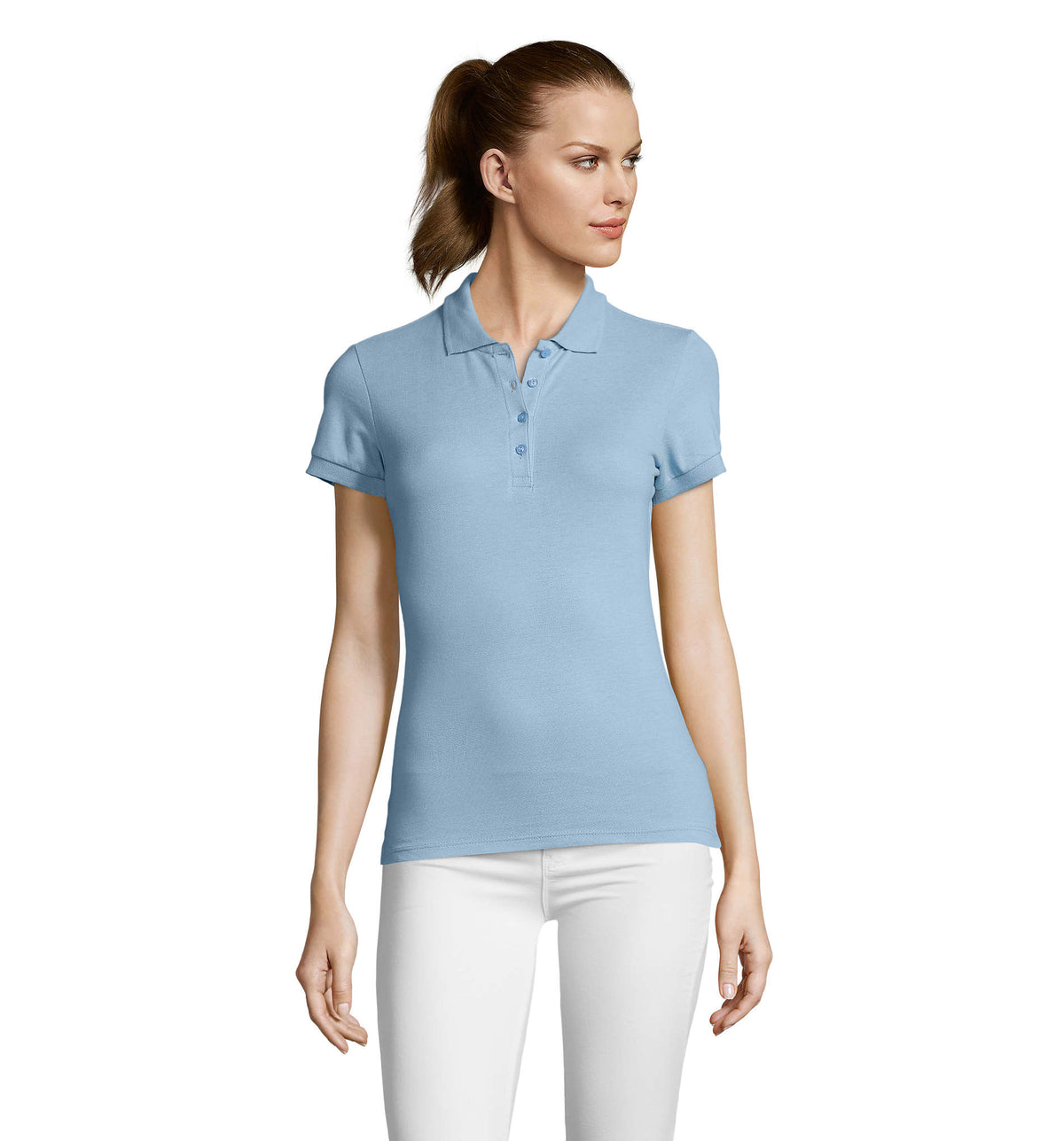 Dames polo 170 g Passion in sky blue pique