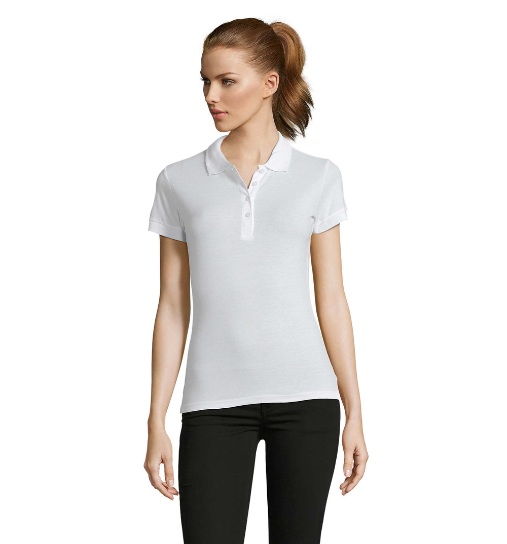 Dames polo 170 g Passion in wit