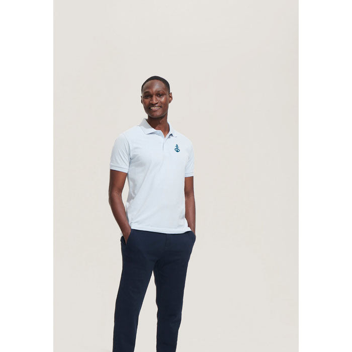 PERFECT HEREN Polo 180 g Perfect Men met een bedrukking als voorbeeld