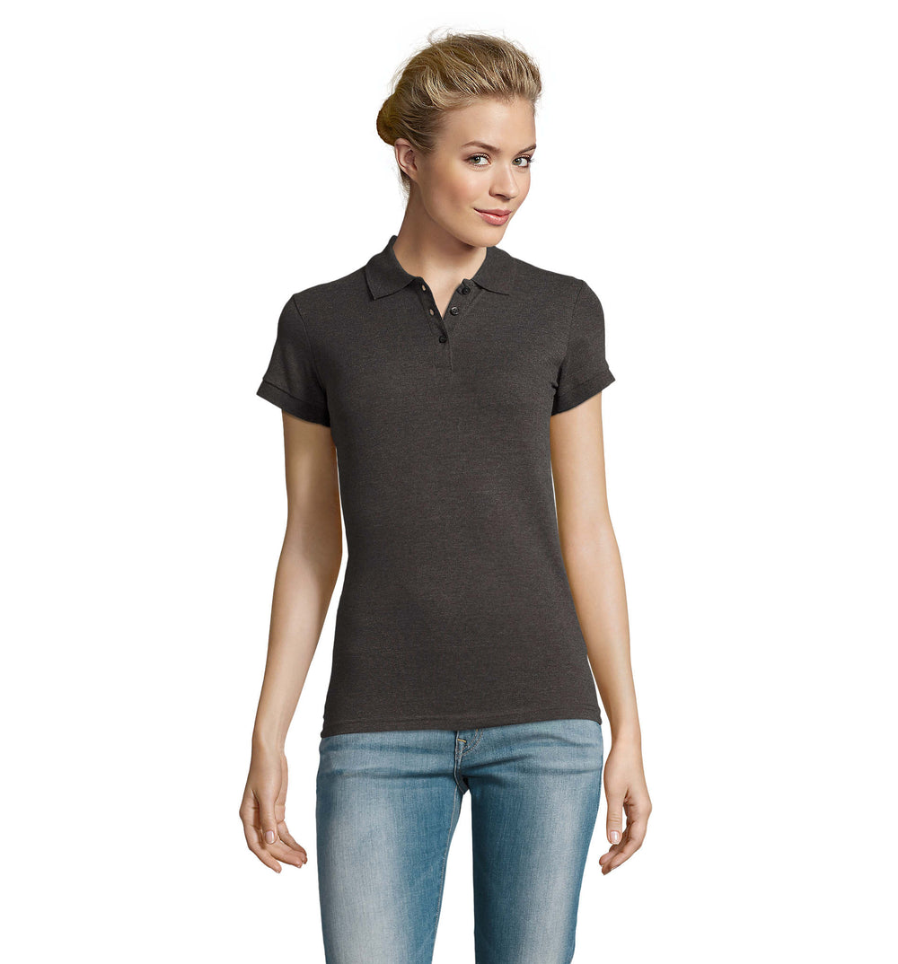 PERFECT dames polo 180 g Perfect Women in charcoal melange