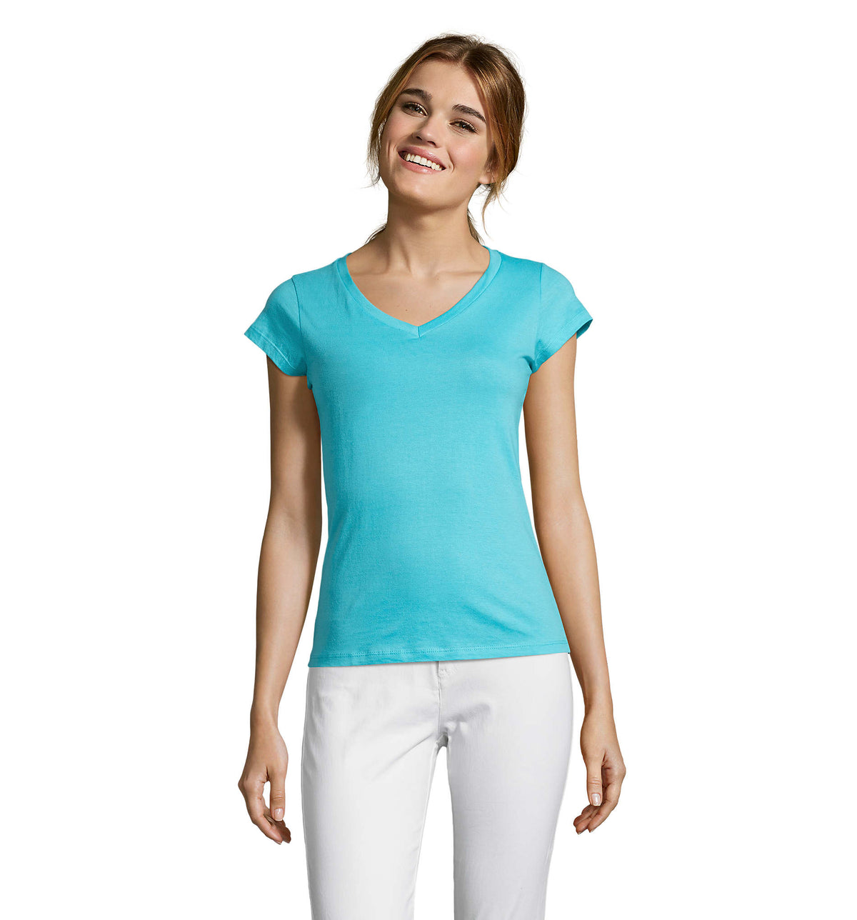 Dames t-shirt 150 g Moon in atolblauw