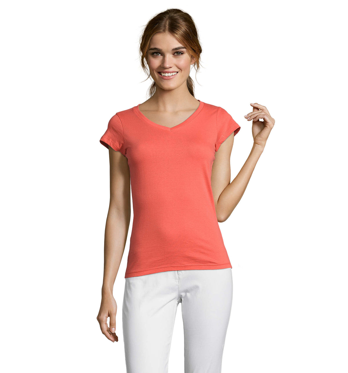 Dames t-shirt 150 g Moon in koraal