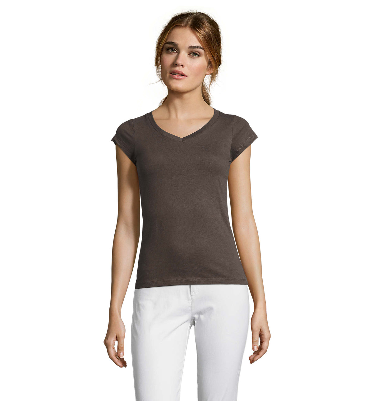 Dames t-shirt 150 g Moon in donker grijs