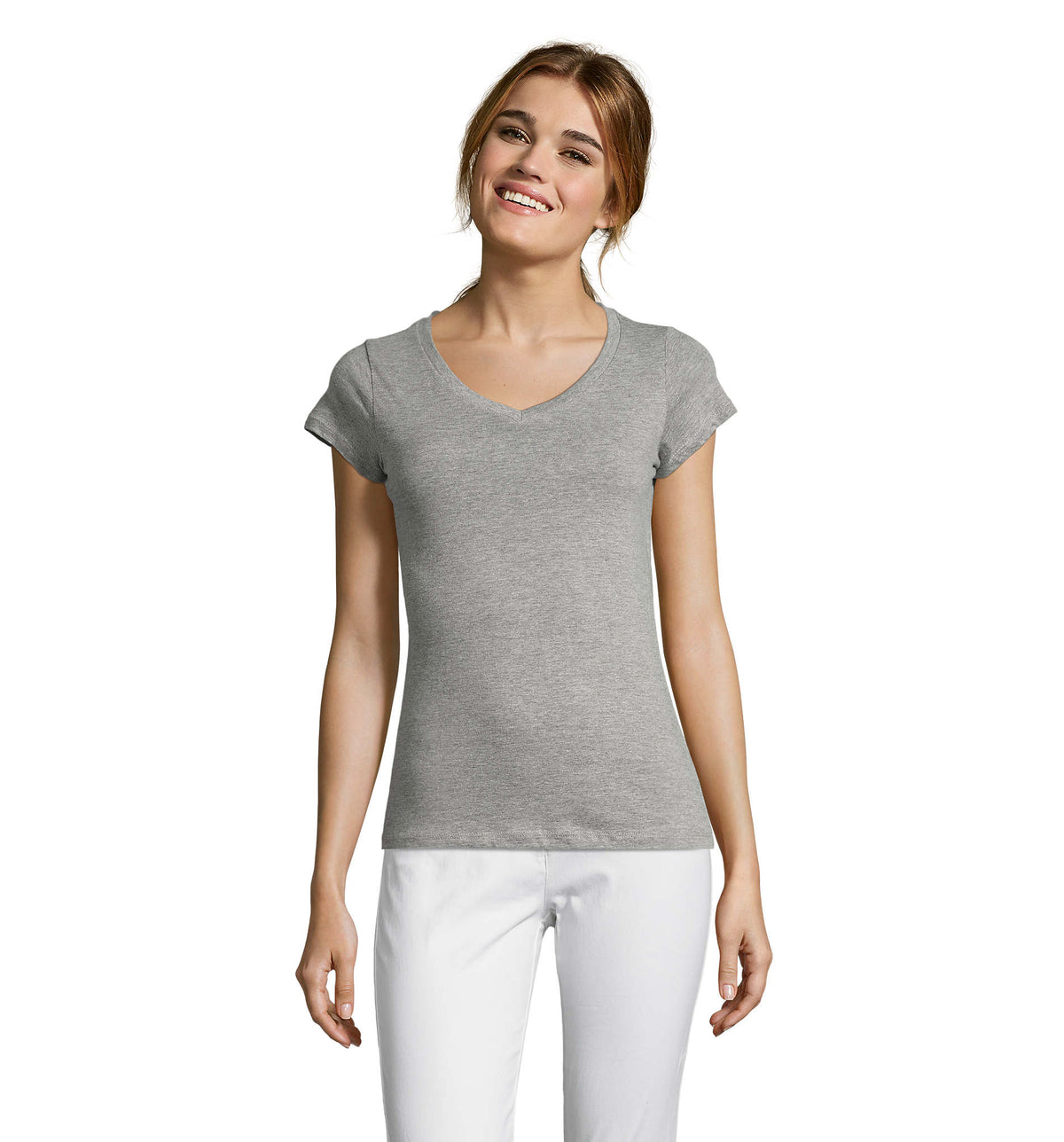 Dames t-shirt 150 g Moon in grijs gemeleerd