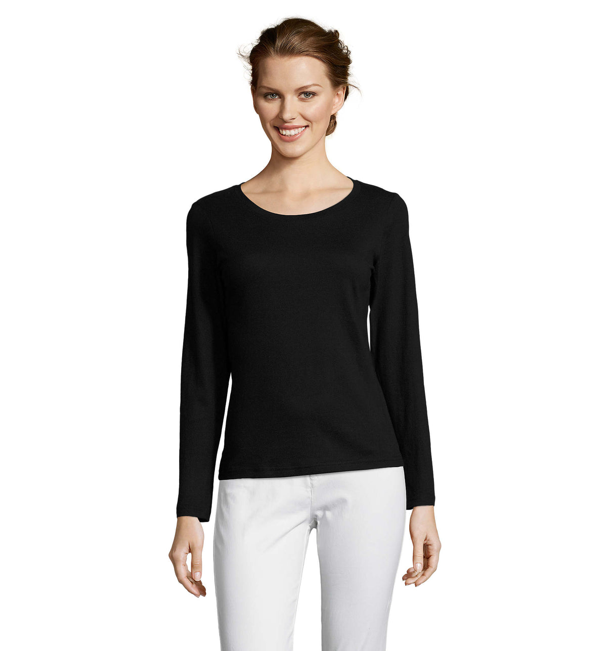Dames t-shirt 150 g Majestic in diep zwart