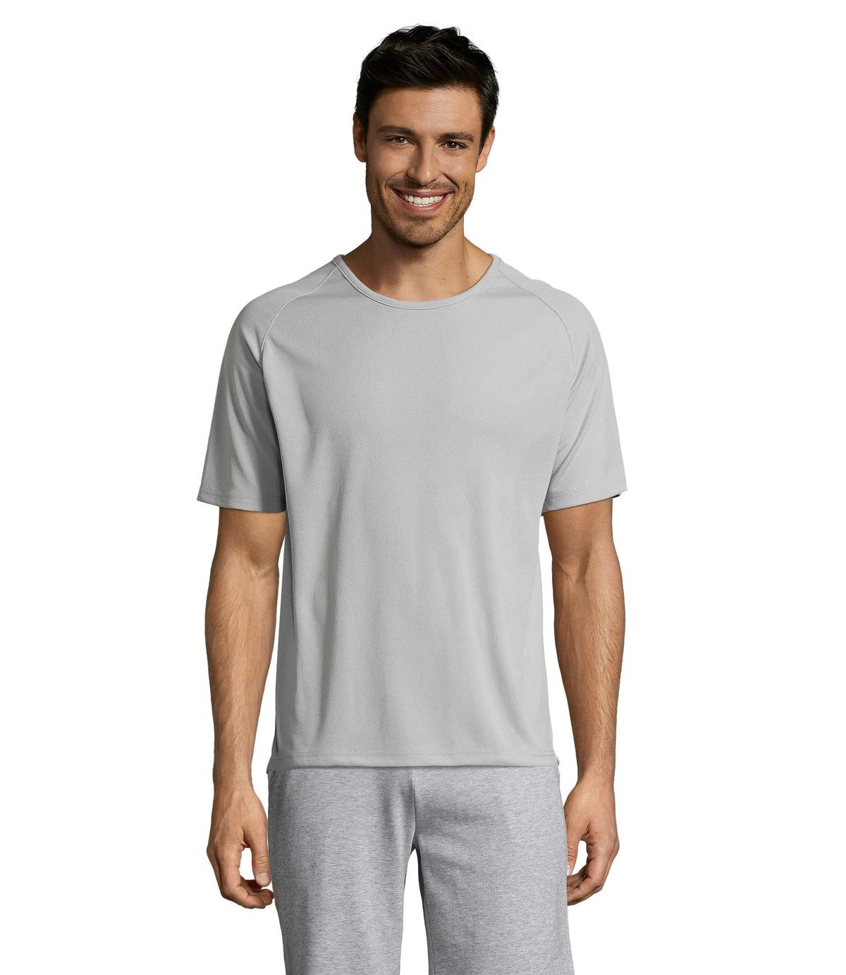 HEREN T-Shirt Sporty in zuiver grijs