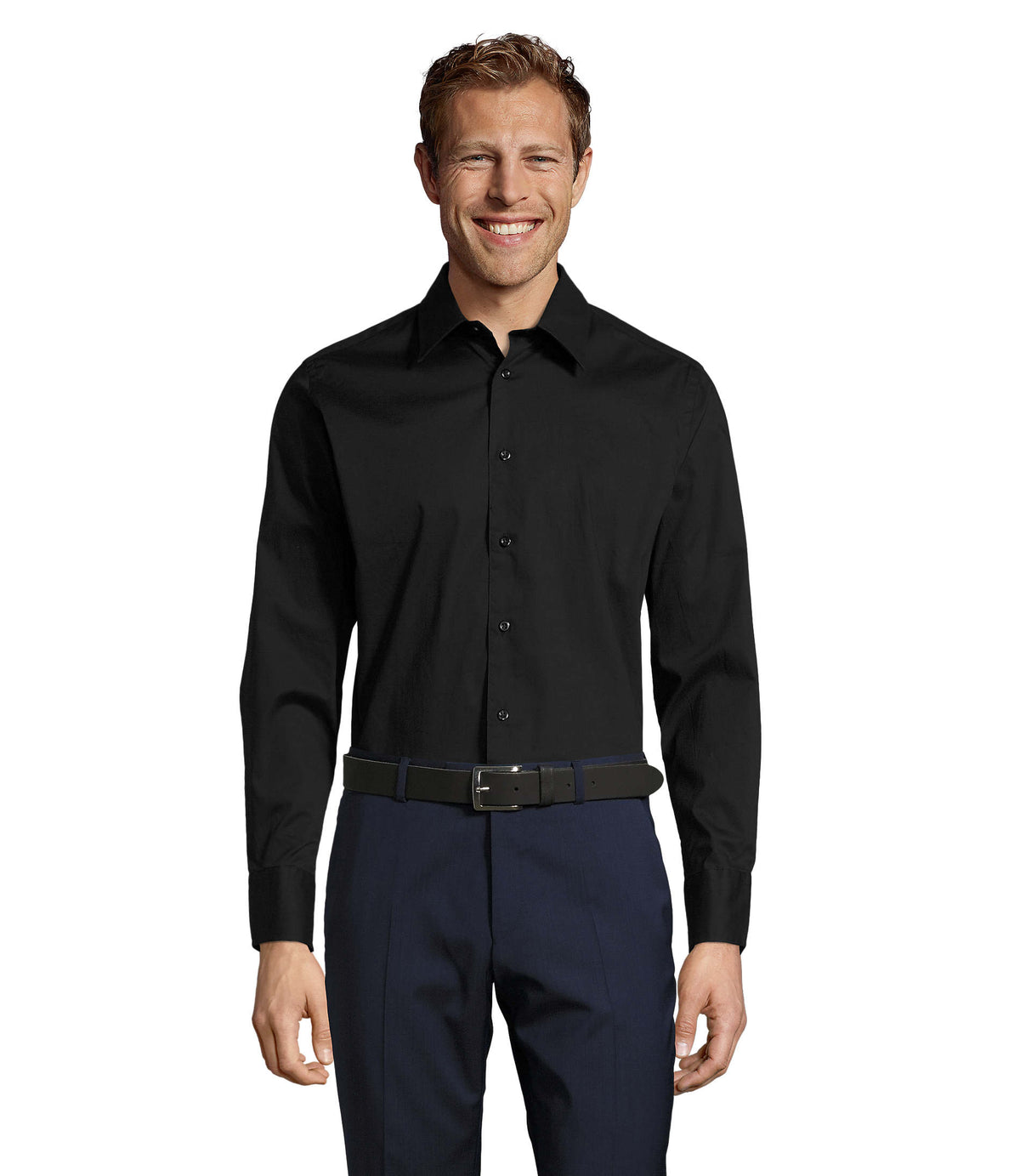 Heren shirt 140 g Brighton in zwart