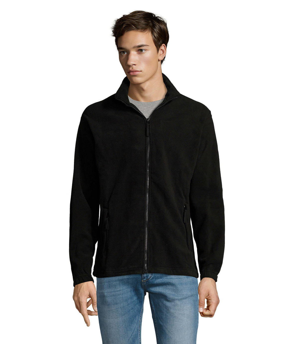 Fleece jack met rits North in zwart