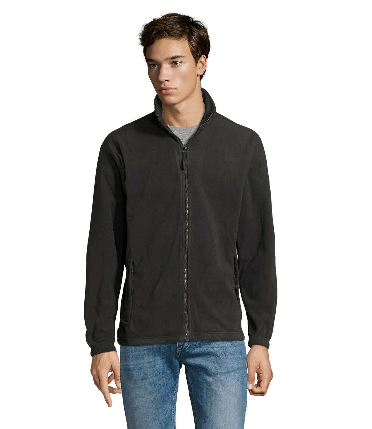 Fleece jack met rits North in houtskool grijs