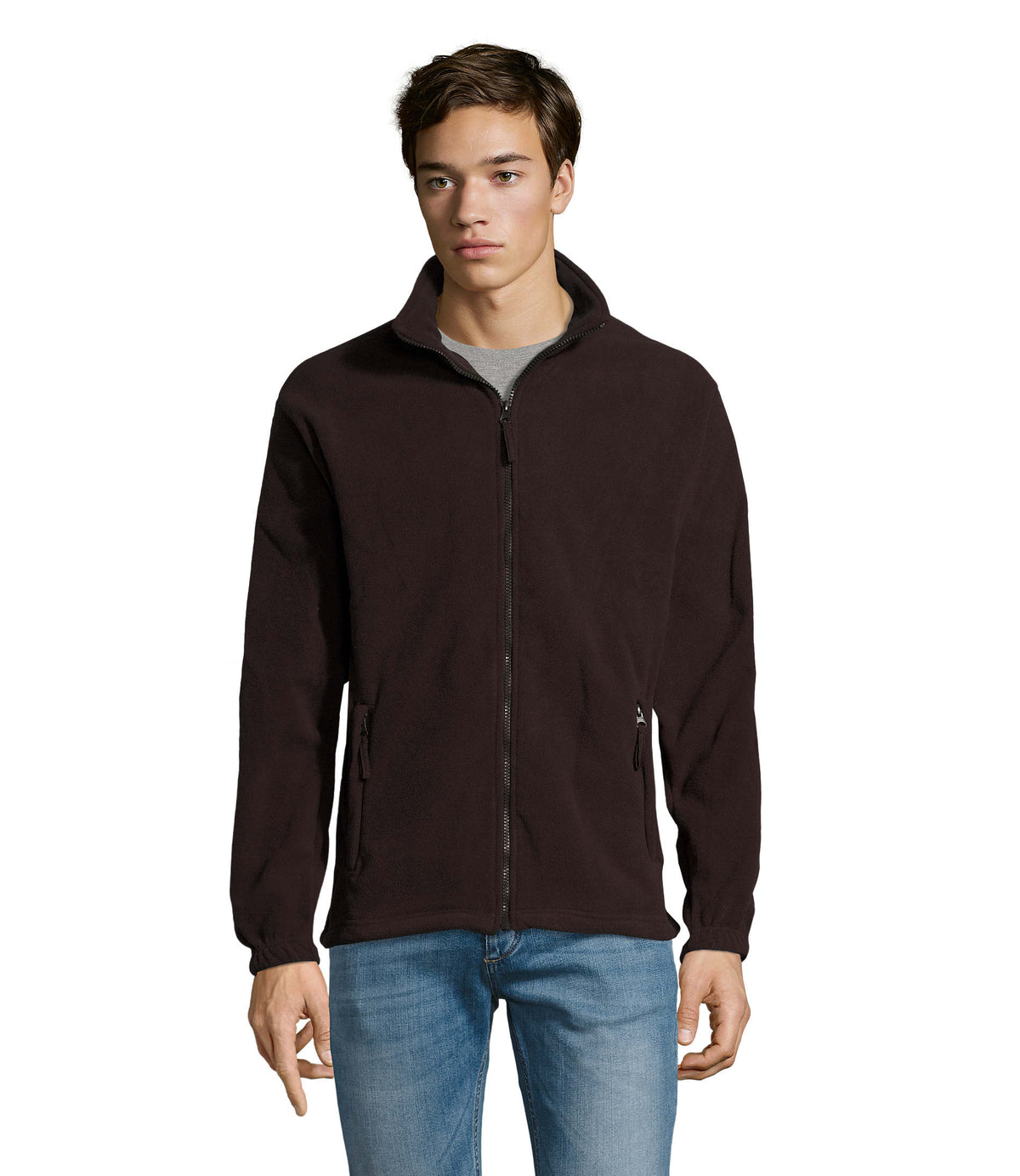 Fleece jack met rits North in pure chocolade