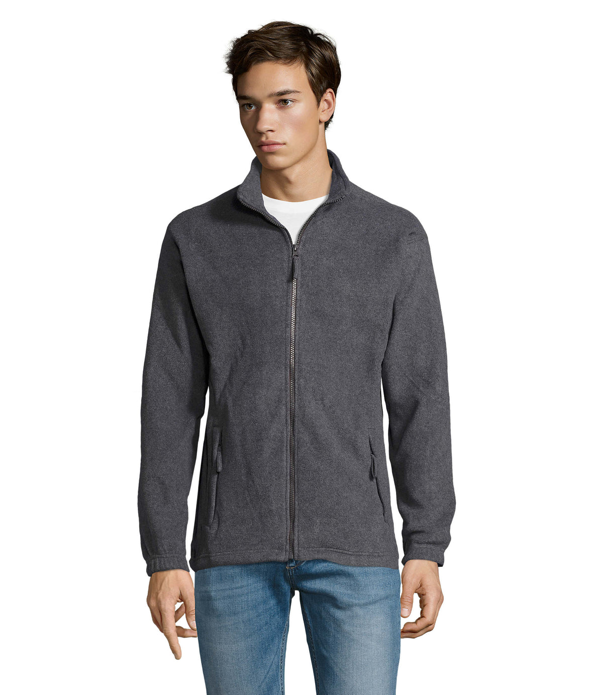 Fleece jack met rits North in grijs gemeleerd