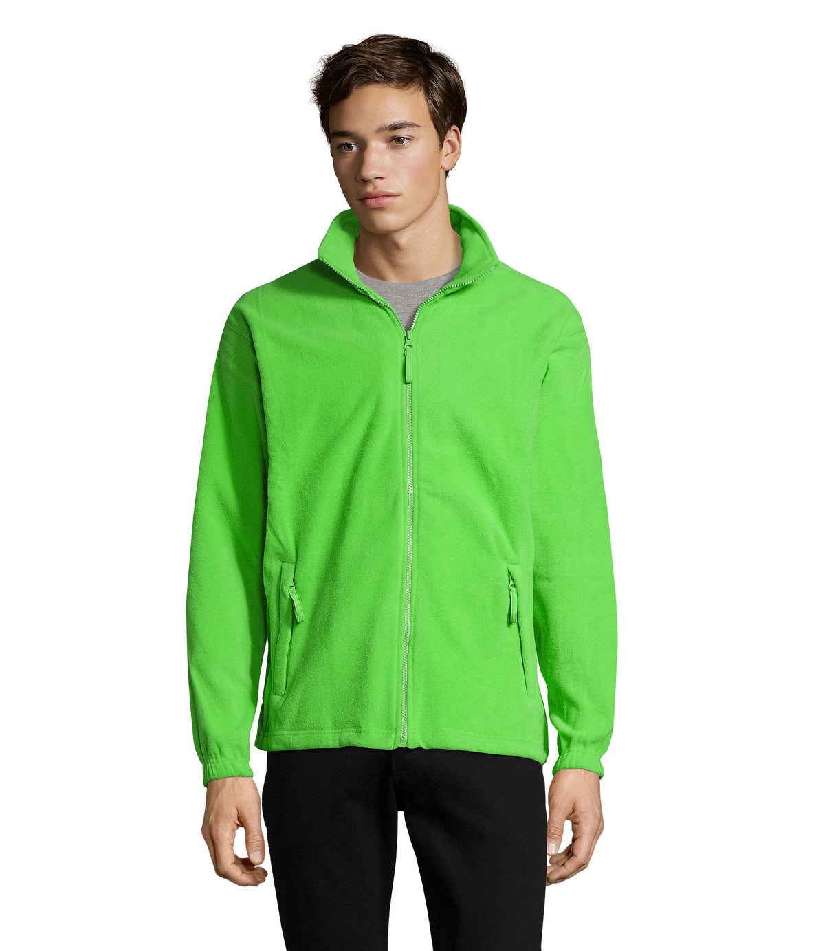 Fleece jack met rits North in lime