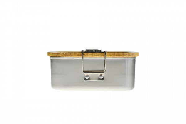 CP BA Q1 RVS sandwichbox met bamboe deksel – compact en duurzaam
