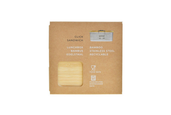 CP BA Q1 RVS sandwichbox met bamboe deksel – compact en duurzaam