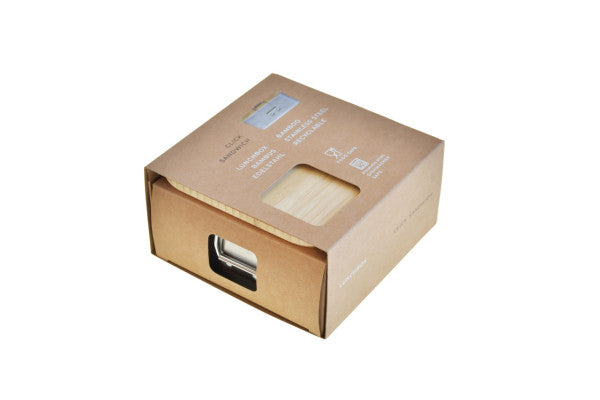 CP BA Q1 RVS sandwichbox met bamboe deksel – compact en duurzaam