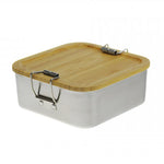 CP BA Q1 RVS sandwichbox met bamboe deksel – compact en duurzaam