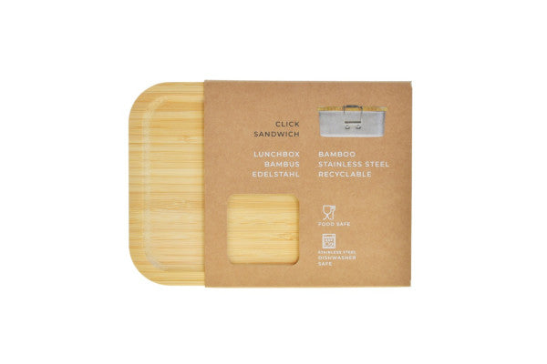 CP BA Q1 RVS sandwichbox met bamboe deksel – compact en duurzaam