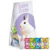 Schoko-Hasen Mix, ca. 36g, Express Blockbodenbeutel mit Werbereiter bedrukken – promotionele snack