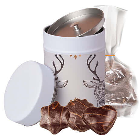 Schoko-LebkuchenMix, ca. 100g, Beutel in Metalldose Maxi bedrukken – promotionele snack