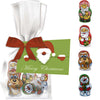 Schoko-Weihnachts Mix, ca. 35g, Express Flachbeutel mit Schleife mit Werbekarte bedrukken – promotionele snack