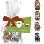 Schoko-Weihnachts Mix, ca. 35g, Express Flachbeutel mit Schleife mit Werbekarte bedrukken – promotionele snack